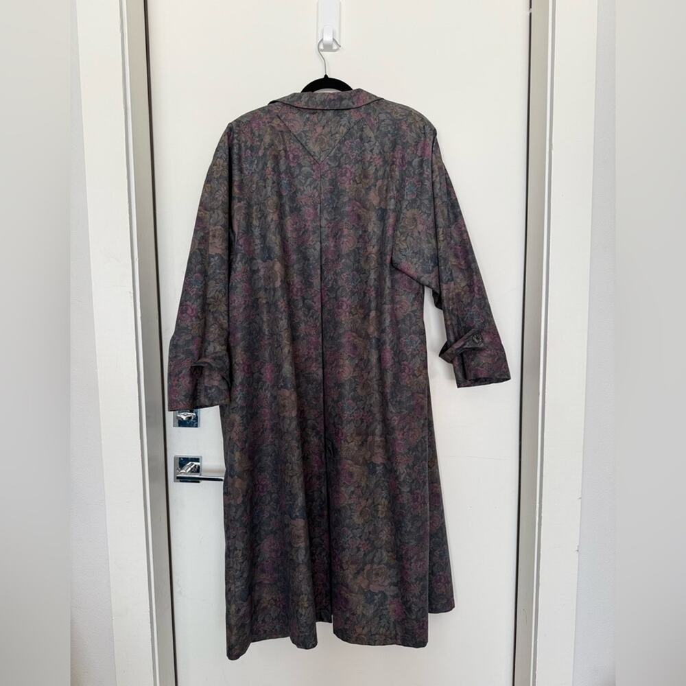 Vintage London Fog Floral Trench Coat Size 16 - Picture 9 of 10